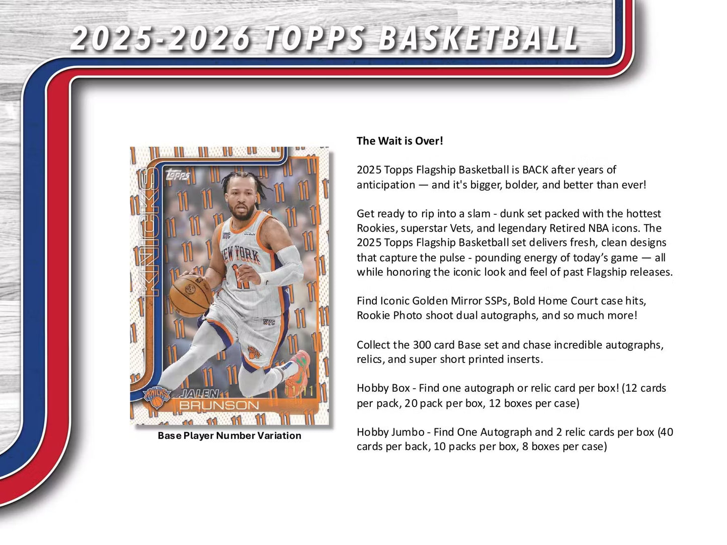 1 CASE (8 BOX) 2025/26 Topps Basketball Hobby JUMBO Break / PYT / #90
