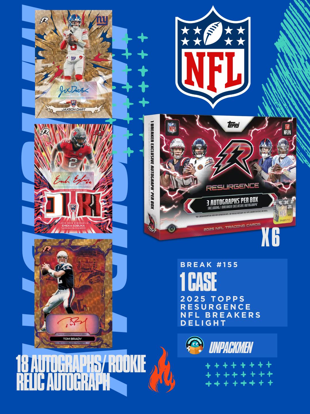 1 CASE (6 BOX) 2025 Topps Resurgence NFL Breakers Delight / PYT / #155