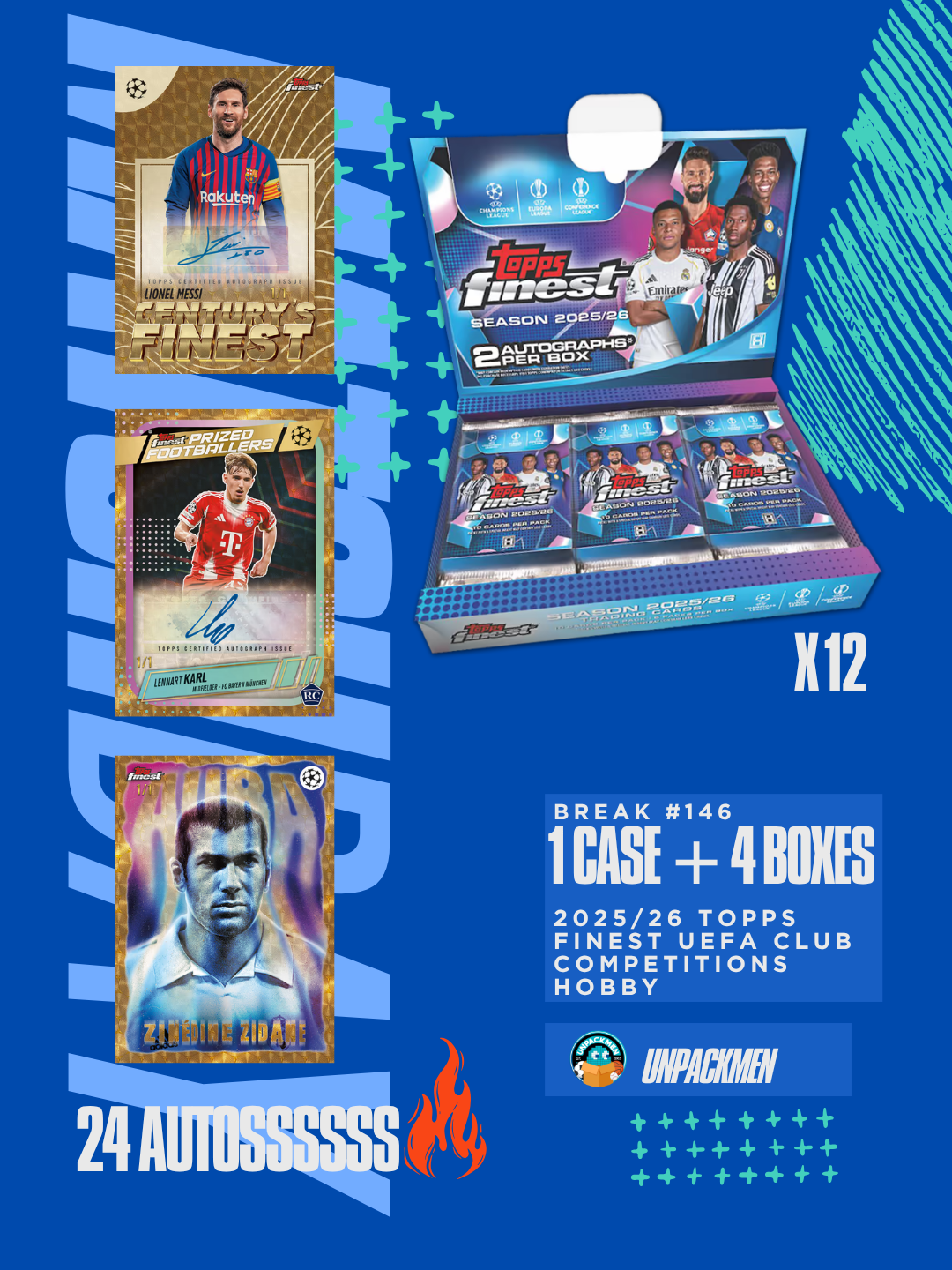 1 CASE + 4 EXTRA BOXES (12 BOX) 2025/26 Topps Finest UEFA Club Competitions Hobby  / PYPT / #146