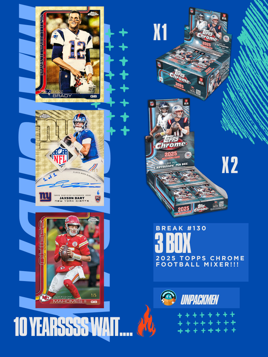 3 BOX NFL MIXER / 2025 TOPPS CHROME FOOTBALL HOBBY & JUMBO Break / PYT / #130