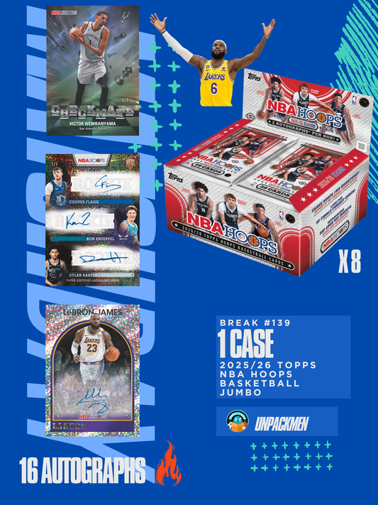 1 CASE (8 BOX) 2025/26 Topps NBA Hoops Basketball Hobby JUMBO Break / PYT / #139
