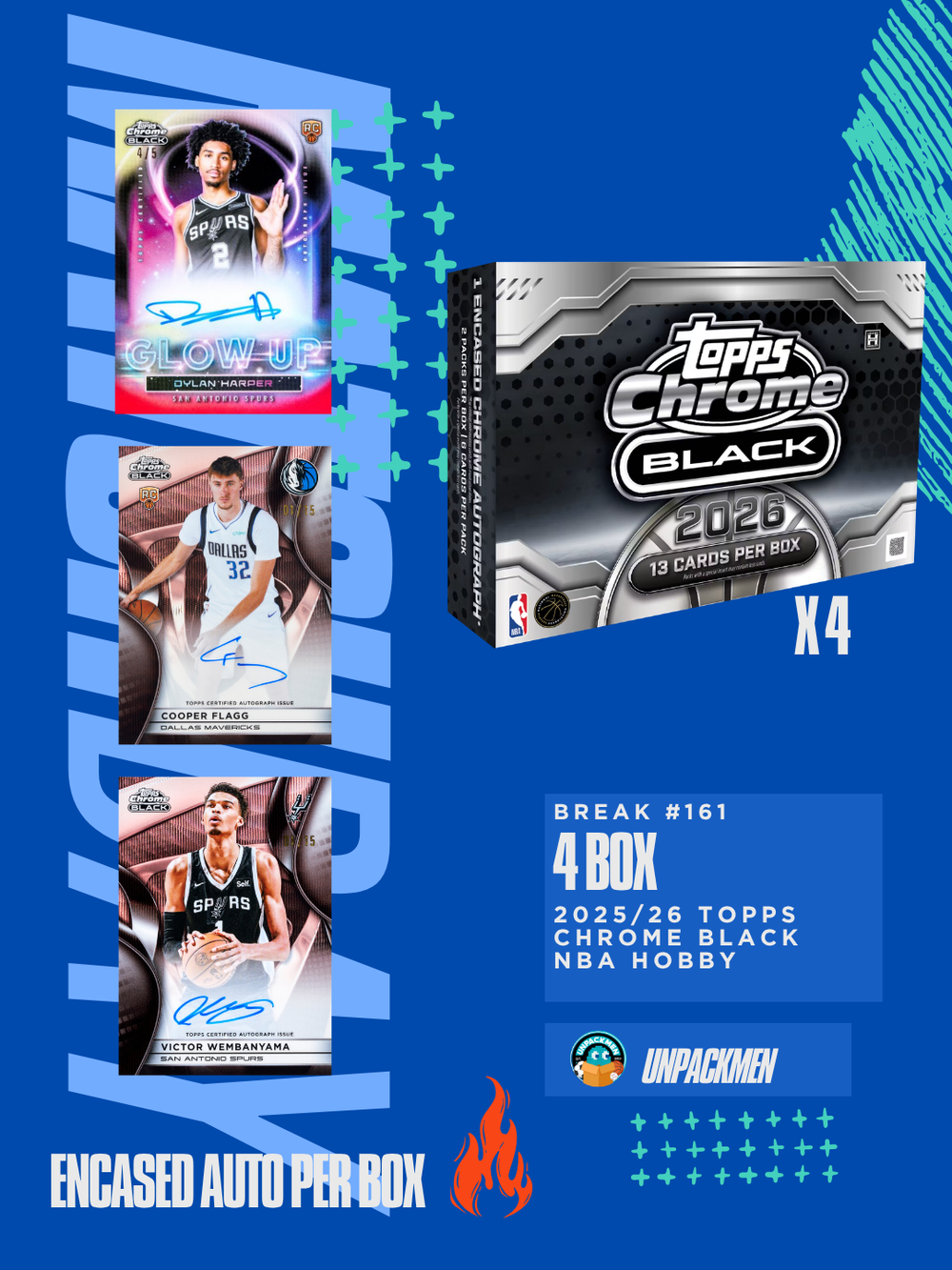 4 BOX 2025-26 Topps Chrome Black Basketball Hobby  / RT / #161